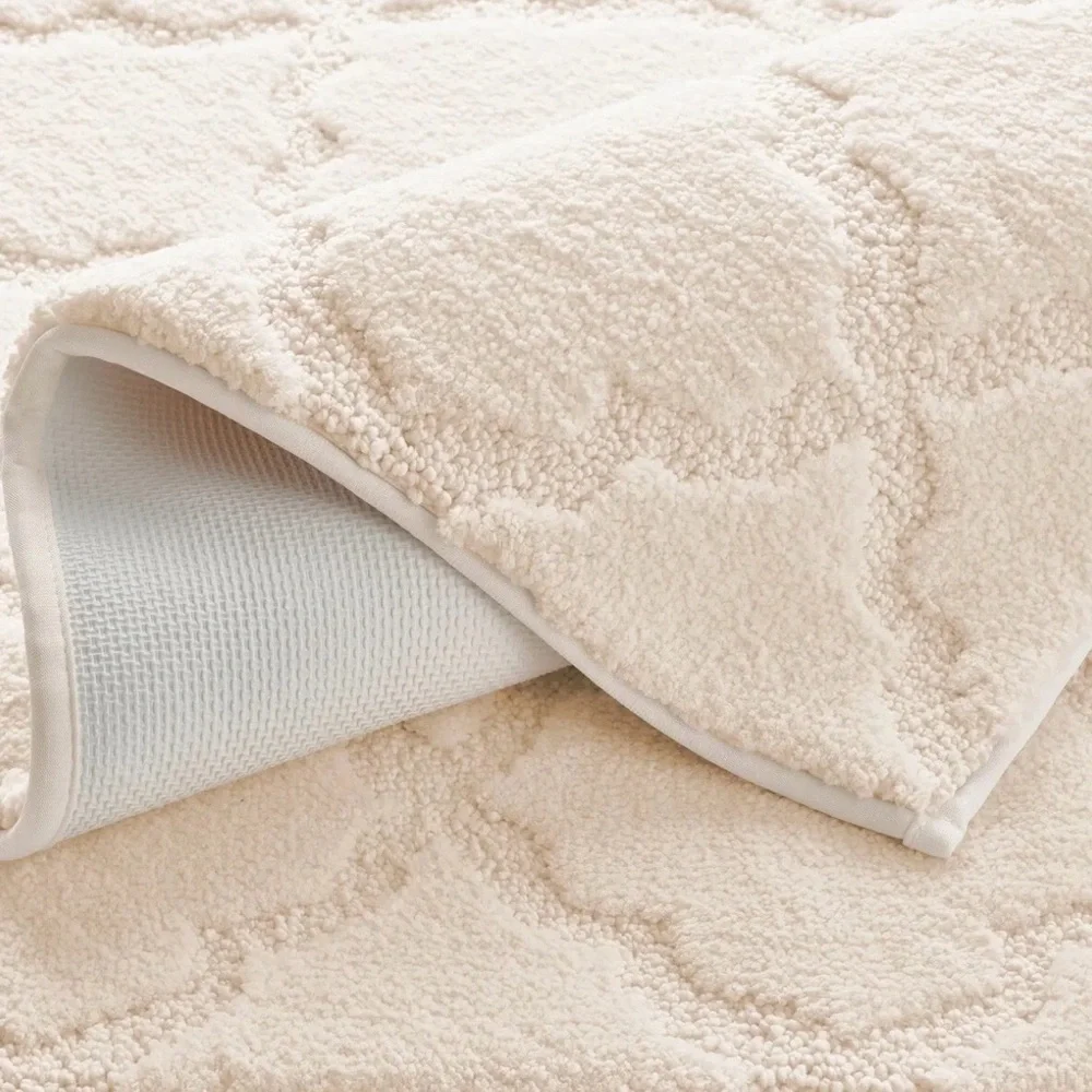 2 Pk Charisma Drylon Trellis Bath Rugs Ivory 24” W x 36” L New